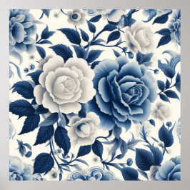 Fleurs bleue et blanches poster