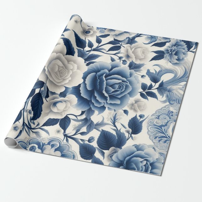 Fleurs bleue et blanches presentpapper (Utrullad)
