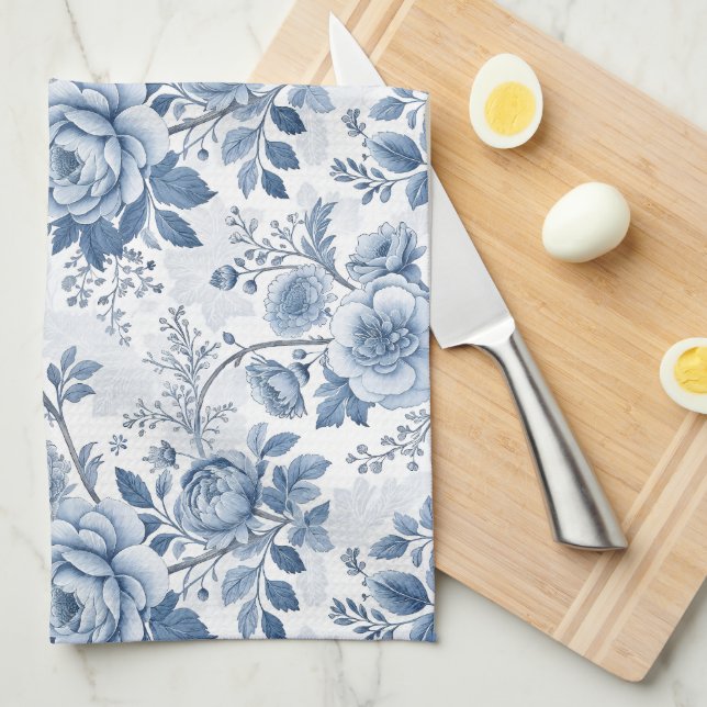 fleurs bleues vintage kökshandduk (Vikt i Fjärdedel)