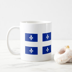 Fleurs-de-lis Blue på White Canada Quebec Flagga Kaffemugg
