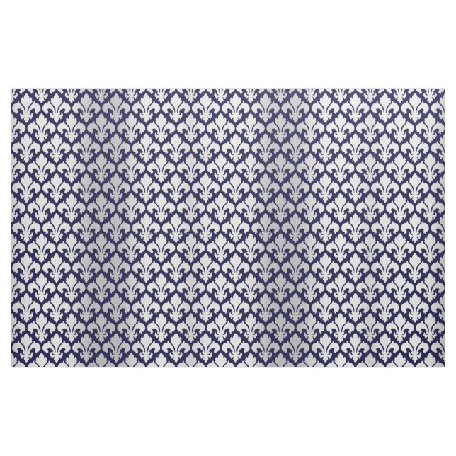 Fleurs-de-lys Silver och Blue Tyg (Fat Quarter)