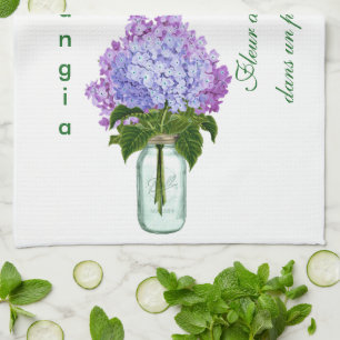 "Fleurs d'hortensia ", Kökshandduk