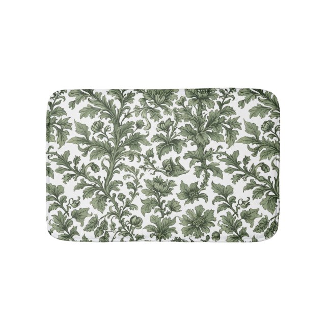 Fleurs et feuilles vertes badrumsmatta (Framsidan)