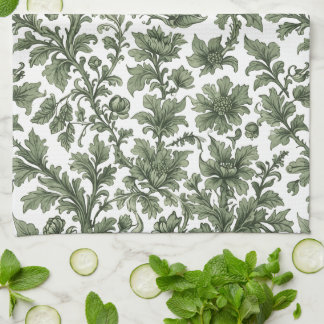 fleurs et feuilles vertes kökshandduk