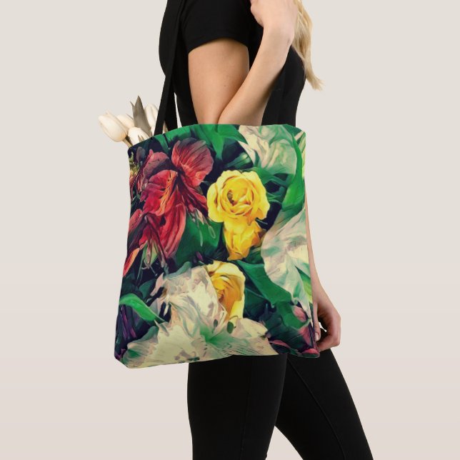 Fleurs Le Matin Tote Bag Tygkasse (Närbild)