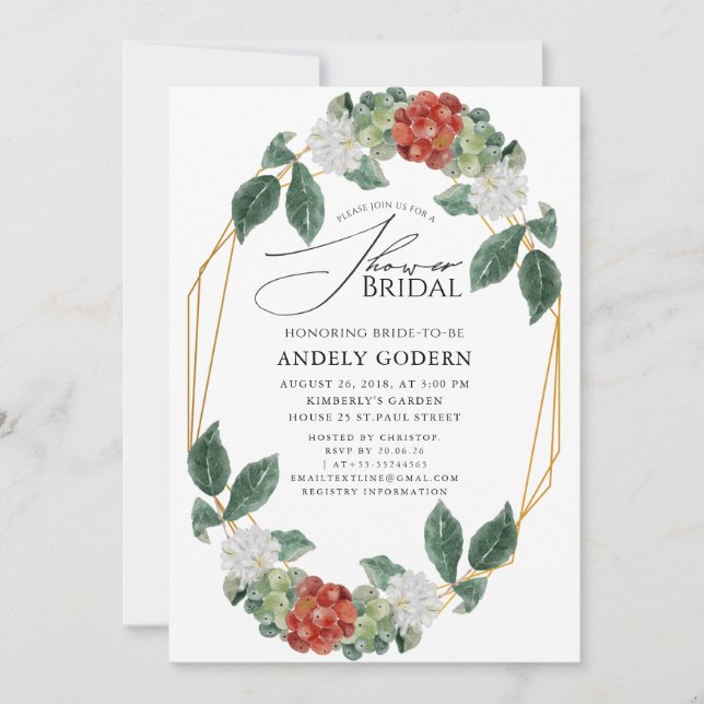 Fleurs Pastel Modern Bridal Shower Invitation Inbjudningar (Framsida)