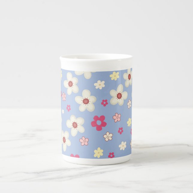 fleurs printanières sur fond bleu benporslin mugg (Framsidan)