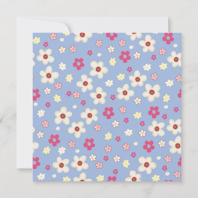 fleurs printanières sur fond bleu julkort (Framsida)