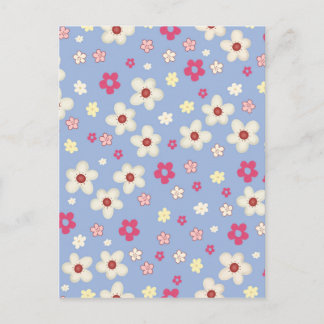 fleurs printanières sur fond bleu vykort