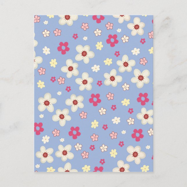 fleurs printanières sur fond bleu vykort (Framsida)