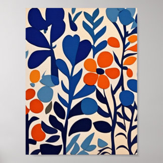 fleurs retro 70's poster