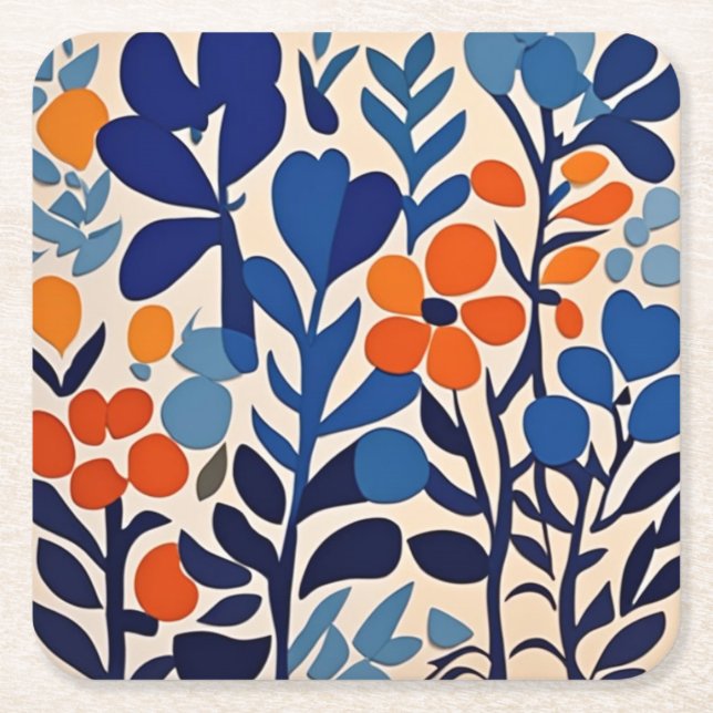 fleurs retro 70's underlägg papper kvadrat (Framsidan)