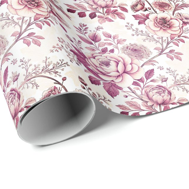 fleurs roses et rouge foncé presentpapper (Rullad Hörn)