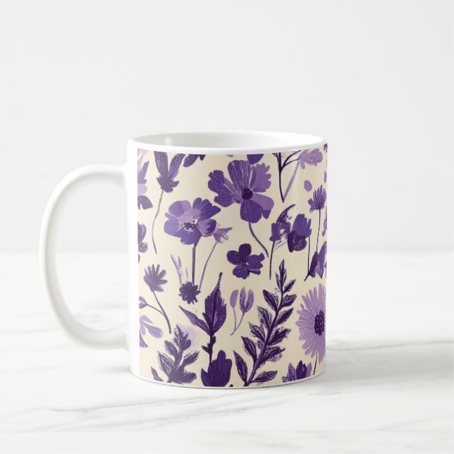 Fleurs sauvages en nuances de violet 💜 kaffemugg (Vänster)