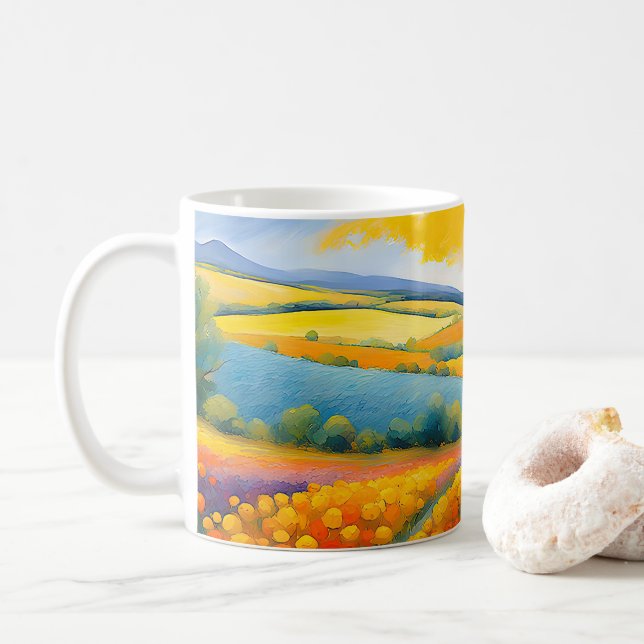 "Fleurs Tranquilles" Wide Ligcape Provence Kaffemugg (Med munk)