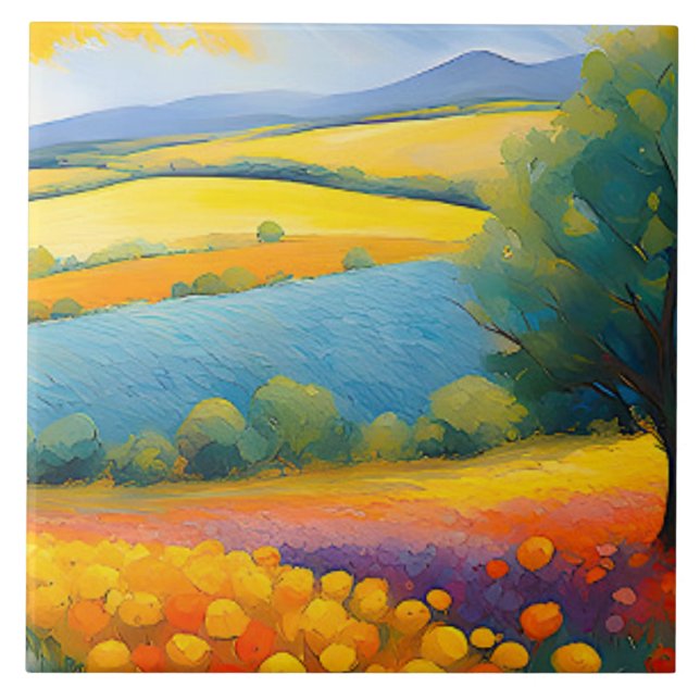 "Fleurs Tranquilles" Wide Ligcape Provence Kakelplatta (Framsidan)