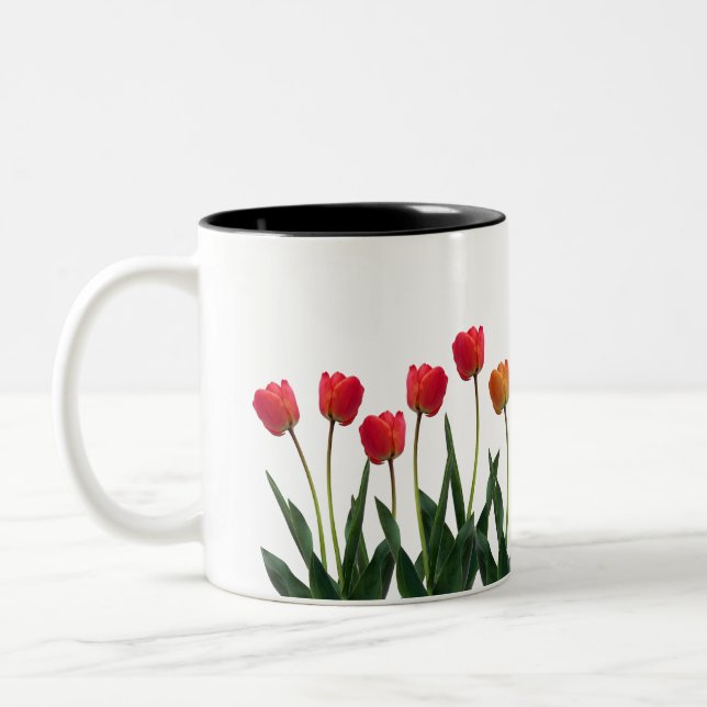 Fleurs tulipes rouges Två-Tonad mugg (Vänster)