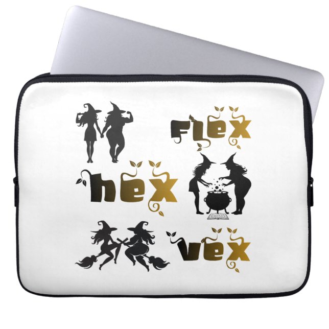 Flex. Hex. Vex. Kroppspositiva & Mångfaldiga Häxor Laptop Fodral (Framsidan)
