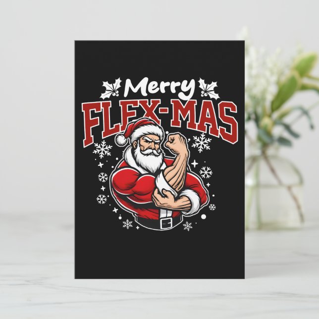 Flex-mas! Toppen Santa är här! Inbjudningar (Stående Fram)