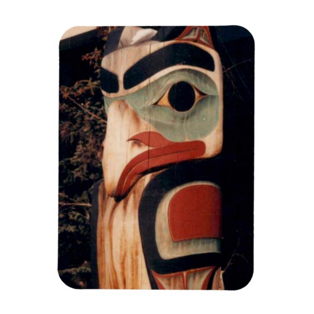 Flex Refrigerator Totem Pole Alaska Photo Designad Magnet (Vertikal)