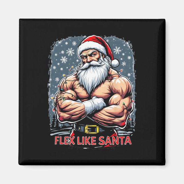 Flex som Jultomten Bodybuilding der jul Gym Wo Magnet (Framsidan)