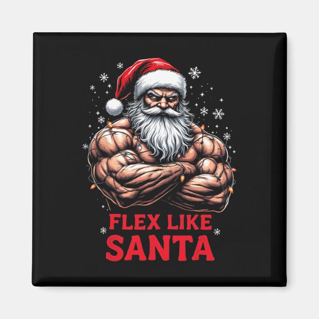 Flex som Jultomten Bodybuilding der jul Gym Wo Magnet (Framsidan)