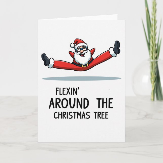 Flexar runt julgranen julkort kort (Framsida)