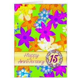 Flexblommor 15-årsdagen för ett par hälsningskort