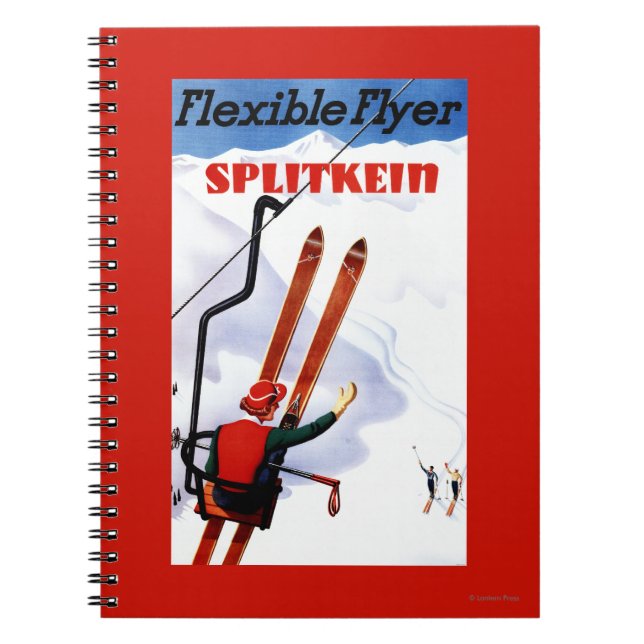 Flexibel Flyer Splitkein Wooden Skis Promo Anteckningsbok Med Spiral (Framsidan)