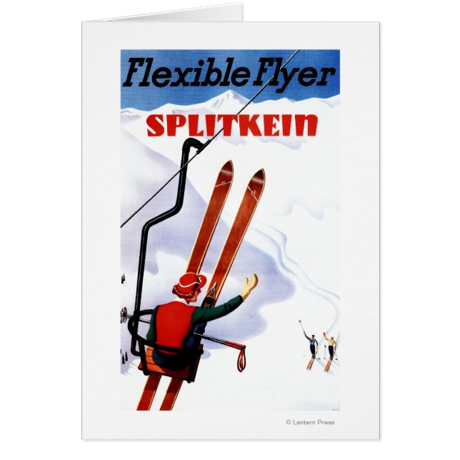 Flexibel Flyer Splitkein Wooden Skis Promo Hälsningskort (Framsidan)