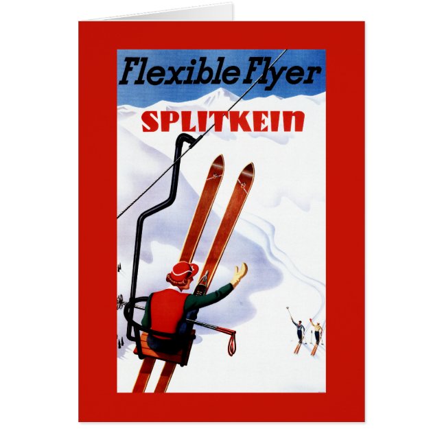 Flexibel Flyer Splitkein Wooden Skis Promo Hälsningskort (Framsidan)