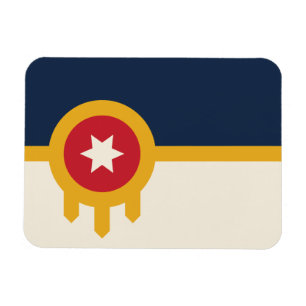 Flexibel fotomagnet med flagga av Tulsa, Oklahoma Magnet