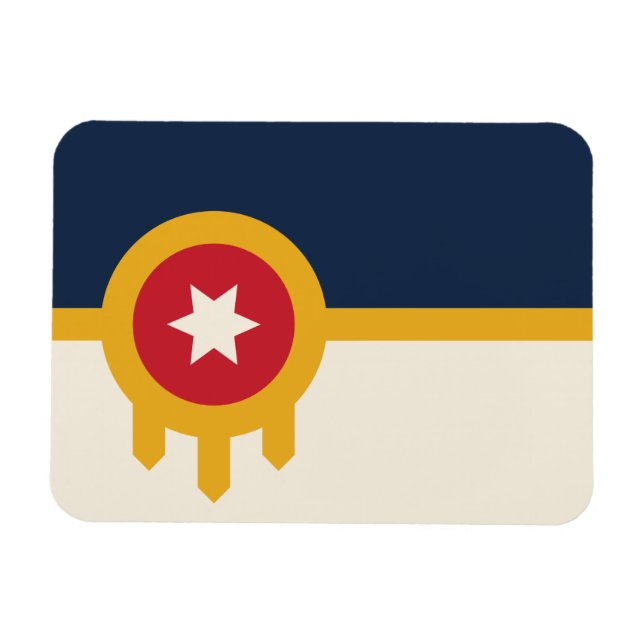 Flexibel fotomagnet med flagga av Tulsa, Oklahoma Magnet (Horisontell)