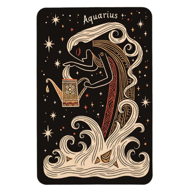 Flexibel Magnet Aquarius Celestial Zodiac Art (Vertikal)
