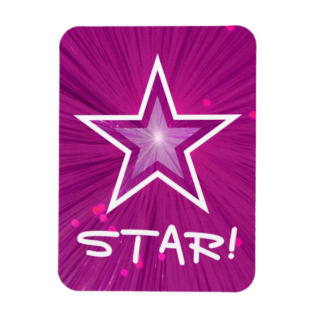 Flexibel magnet i rosa Star "STAR!" (Vertikal)