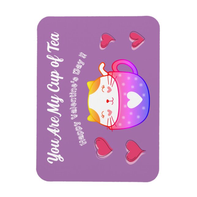 Flexibel Photo Magnet med en katt inuti ett te kop (Vertikal)