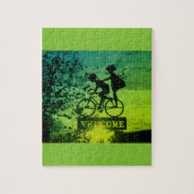 Flexibla foto-barn-pussel med Gift box