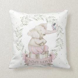 Flick Baby Elefant Rosa Grön Beige Kudde