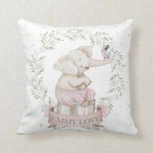 Flick Baby Elefant Rosa Grön Beige Kudde