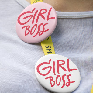 Flick Boss Fetstil Tryckeri Röd & Rosa Femininitet Knapp
