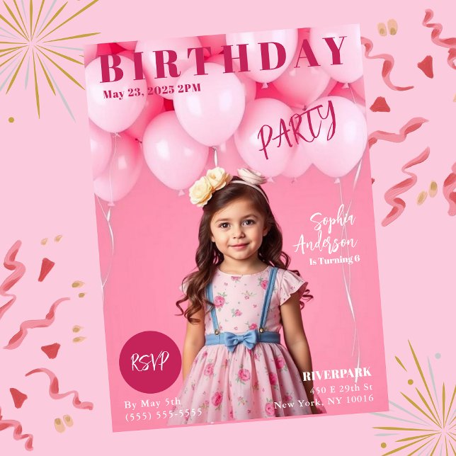 Flick kalas Magasinomslag Inbjudningar (Girls Birthday Party Magazine Cover Invitation)