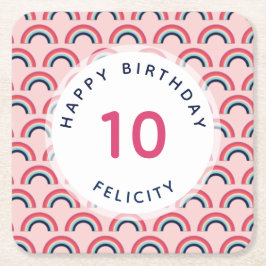 Flick kalas Personlig Namn Rosa Underlägg Papper Kvadrat