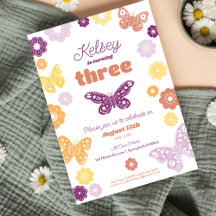 Flick kalas Retro Butterfly Birthday