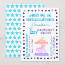 Flick/pojke födelsedagsinbjudan - Karuselltema