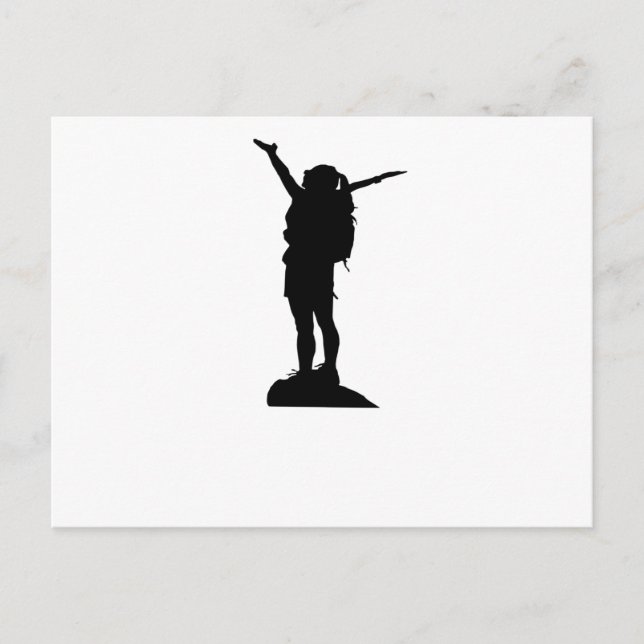 Flick silhouette som klättrar i berg vykort (Framsida)