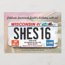 Flicka 16th inbjudan för födelsedagWisconsin