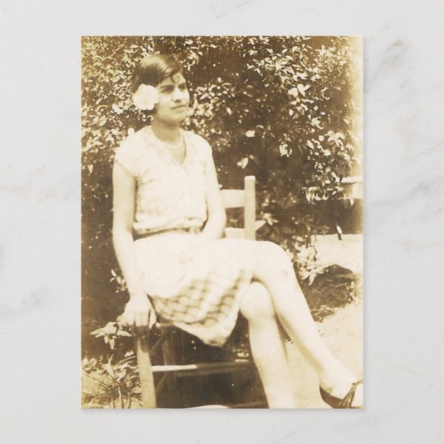 FLICKA 1929 MED BLOMMAN #58 VYKORT (Framsida)
