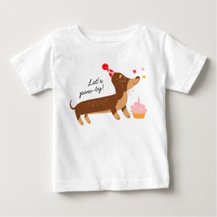Flicka 1:a födelsedag Låt oss Pawta Söt Party Hund T Shirt