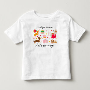 Flicka 1:a födelsedag Låt oss Pawty Söt Party Hund T Shirt