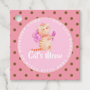 Flicka 1:a födelsedag: Princess Cats Tack Gåvor Etiketter